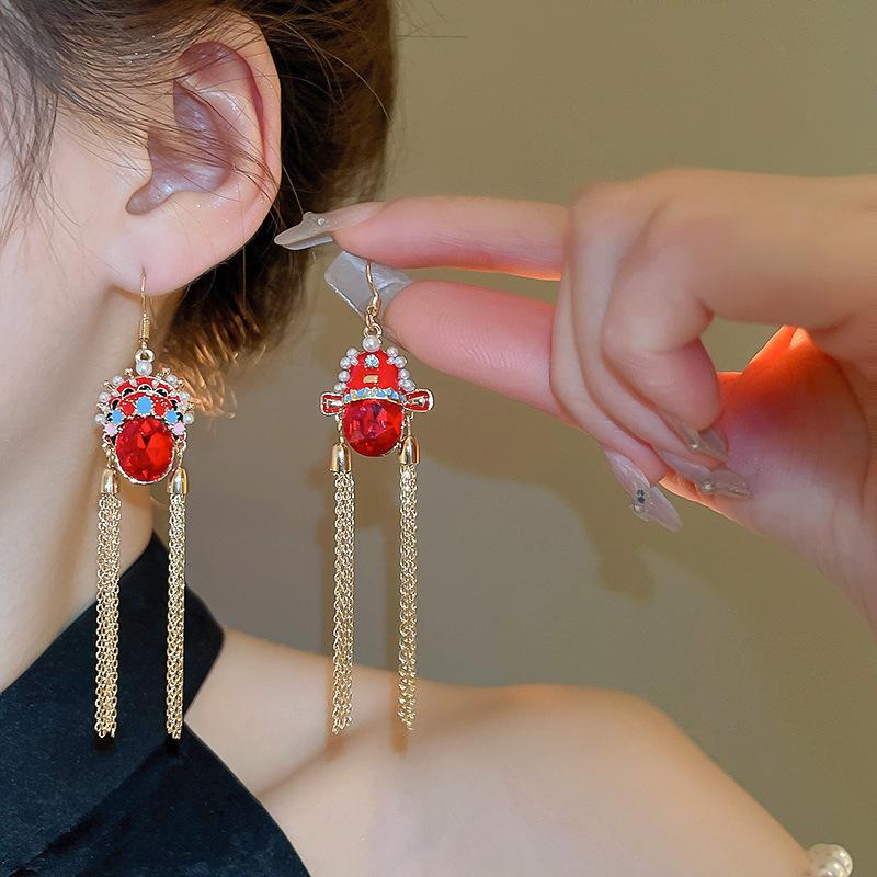 New Chinese Style Oil Drop Butterfly Flower Gourd Pearl Fringed Earrings Retro Ear Hook Light Luxury National Style Earrings Women