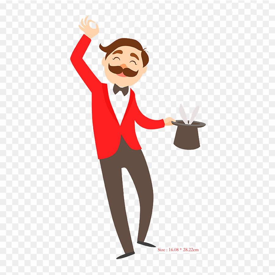 

Цирковий Фокусник Цирк Праска на Термотрансферний Друк Вінілові Нашивки Наклейка для Одягу DIY Аплікації Прання Нашивки