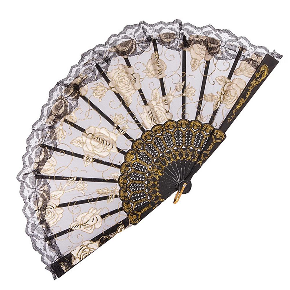 23 Colors Lace OR Cloth Spanish Fabric Silk Folding Hand Held Dance Fan Flower Party Wedding Prom Dancing Summer Fan Accessories
