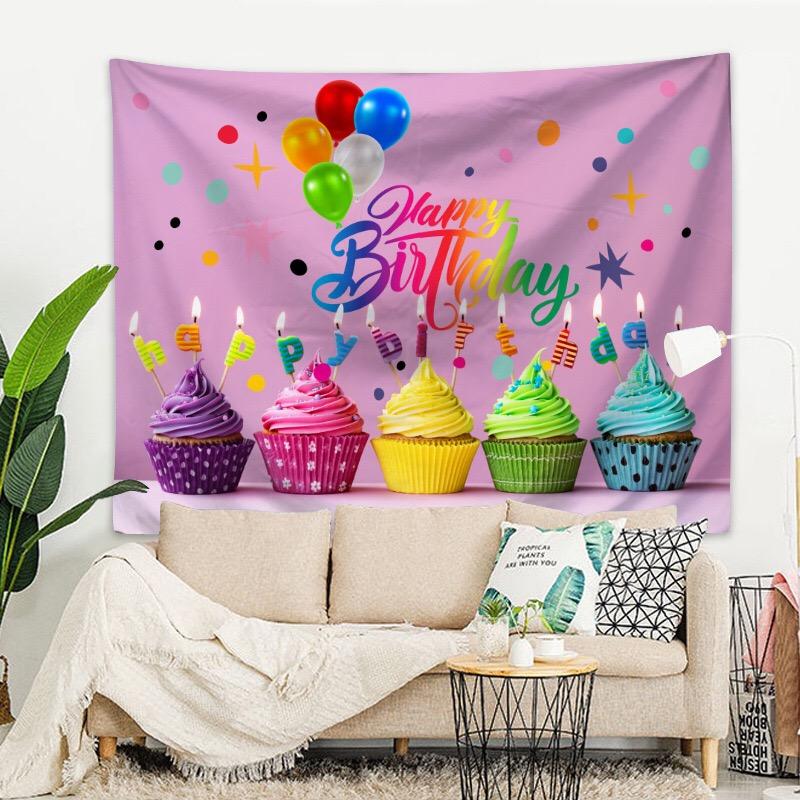 Aertemisi Happy Birthday Gift Tapestry Wall Hanging Art for Bedroom Living Room Decor College Dorm Party Backdrop