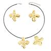 Simple hip-hop style flower earrings ring set personalized 18K gold electroplated long necklace women's jewelry