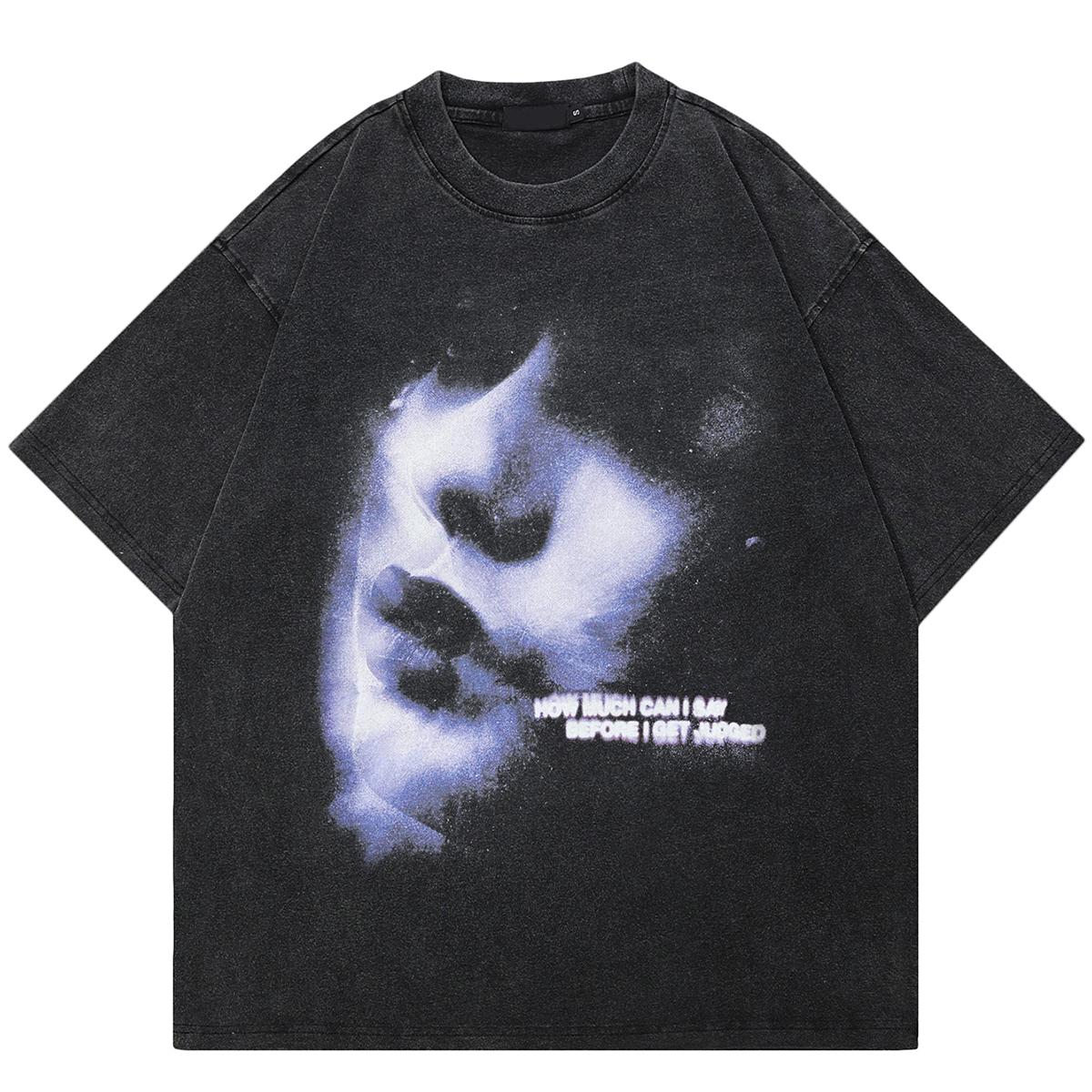 

Мужская хипстерская футболка с рисунком Streetwear 2024 L чёрный