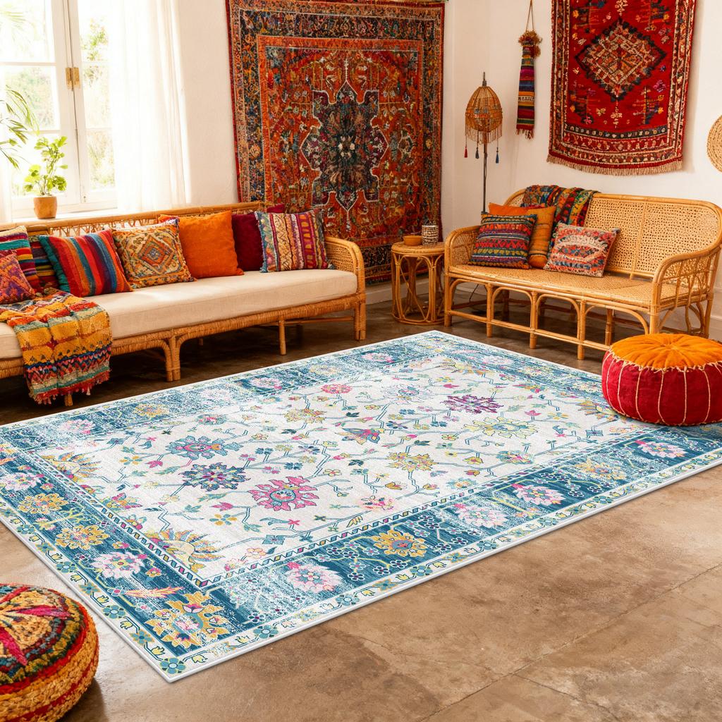 Persian Foldable Living Room Luxury Carpet Decoration Bedroom Bedside Soft Fluffy Rugs Washable Easy Clean Large Area Floor Mats