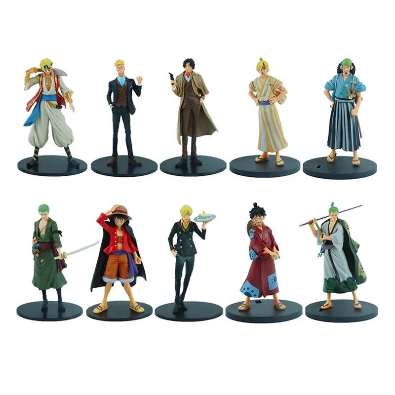 **18cm One Pie Anime Figure Pirate Warriors Monkey D Luffy Roronoa Zoro Sanji Usopp Action Figures Collectible Model Toys