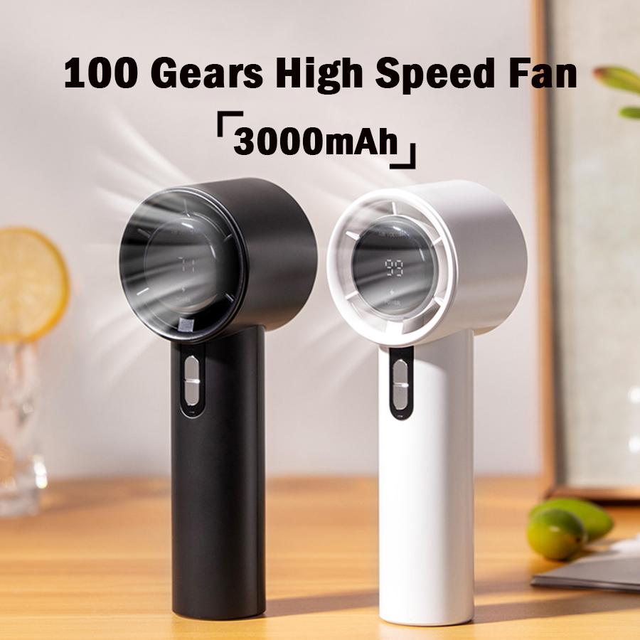 

2024 New 3000mAh Rechargeable 100 Gears High Speed Handheld Fan Portable Air Conditioner Mini Fan with LED Display Screen белый