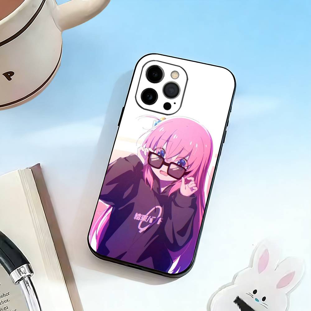 Anime B-Bocchi the Rock Hitori G-Gotoh  Phone Case For iPhone 17,16,15,14,13,12,11 Plus,Pro Max,XS,Soft Silicone Black Cover
