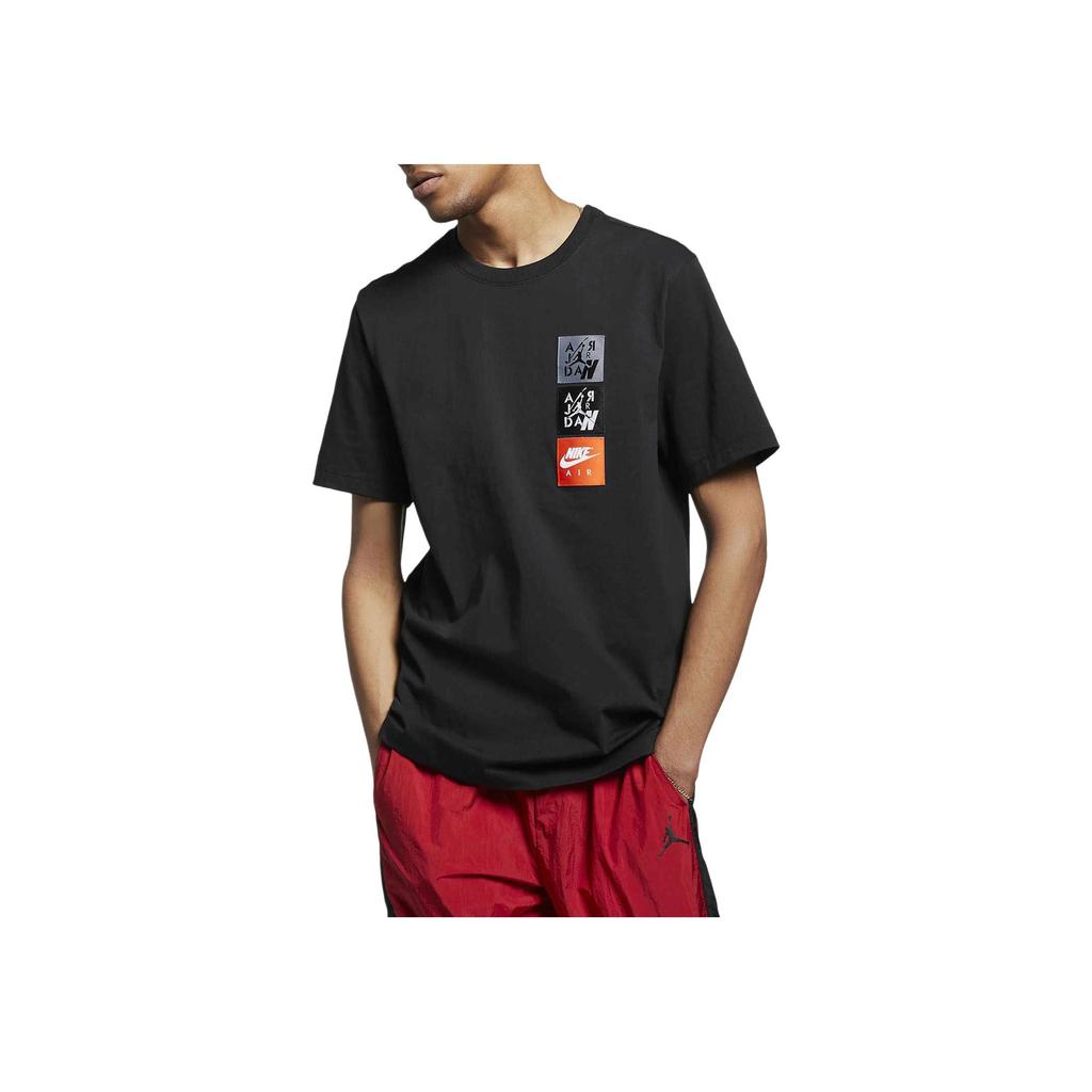 Air Jordan 4 Legacy Woven Labels Short Sleeve Crew Neck T-Shirt Men Tops Black CI9876-010