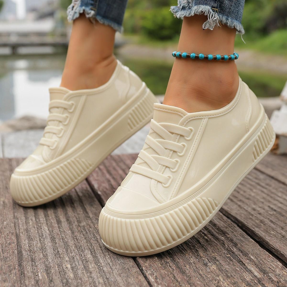 

Spring and Autumn Elegant Round Toe Sexy Lace Up Thick Soled Casual Shoes Fashiable Best Selling New Comfortable Women s Shoes 36 бежевый