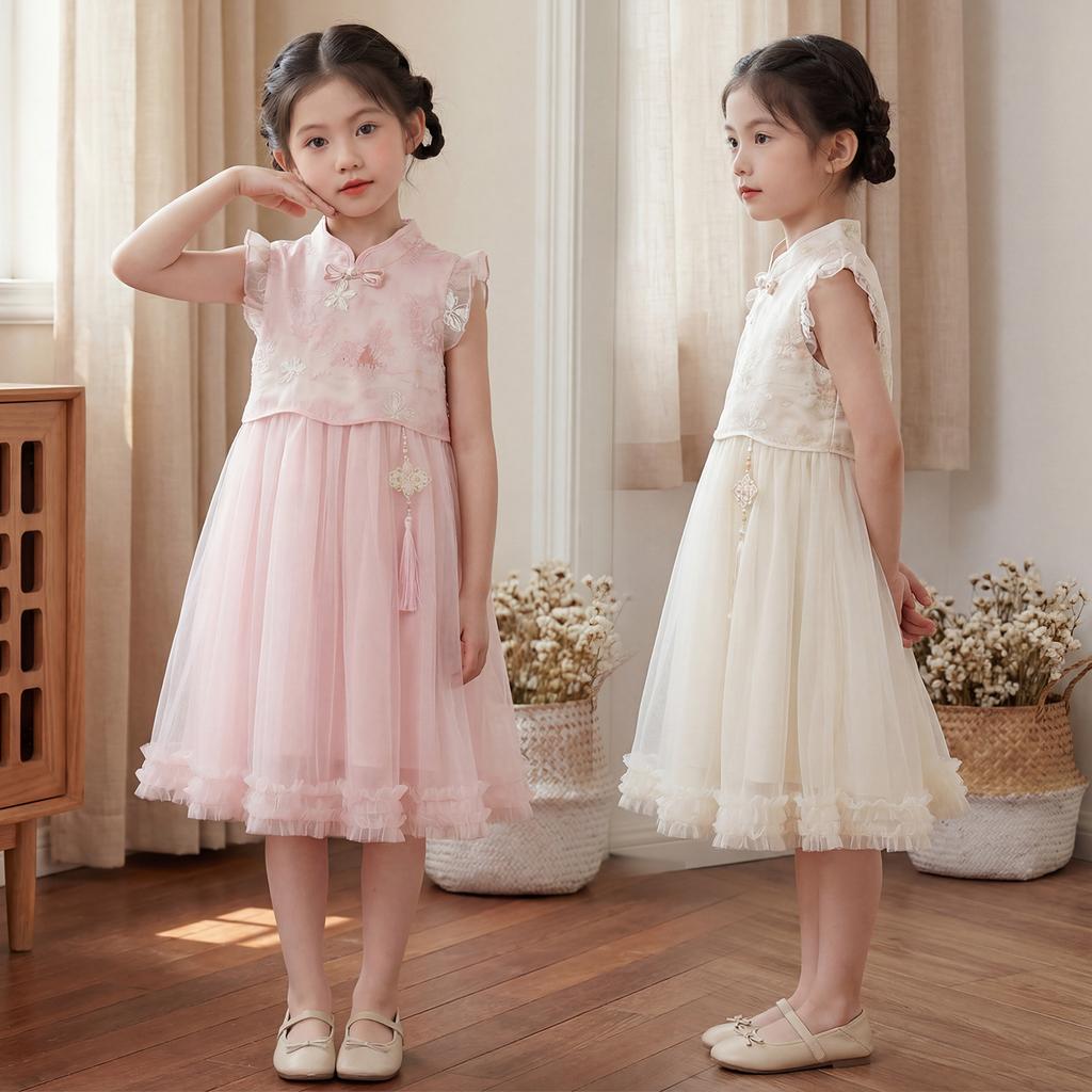 Girls' Cheongsam Dress Summer Dress 2026 New Style Children's Chinese Style Tang Dress Hanfu Summer Main Dress