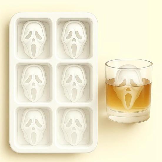 Halloween Skeleton Ice Cube Mold Food Grade Silicone Creepy Screaming Mold Haunted Drink Accessories
