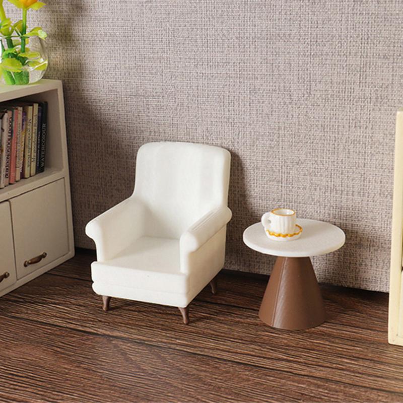 1/12 Dollhouse Mini White Sofa Model Dollhouse Simulation Furniture Decoration Dolls House Scene Ornament Pretend Play Toys
