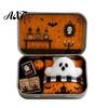 Miniature Landscape Props Mini Ghost Tin Box Set, Little Pocket Cute In A Box, Compact Desktop Soft Decoration Halloween Scene Spooky Decor, Gifts for