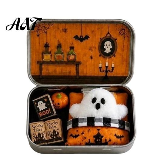 Miniature Landscape Props Mini Ghost Tin Box Set, Little Pocket Cute In A Box, Compact Desktop Soft Decoration Halloween Scene Spooky Decor, Gifts for