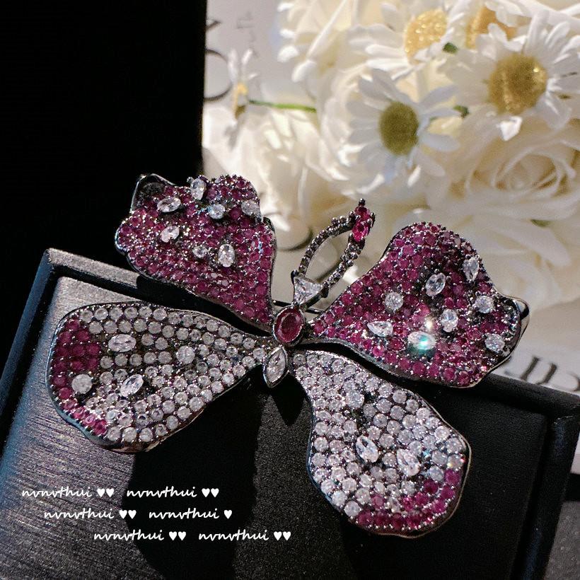 Neon Flower Jewel Ring, Rubilai, 18K Gold Plated, Rouge Pink Zircon Peach Blossom Bracelet, Set