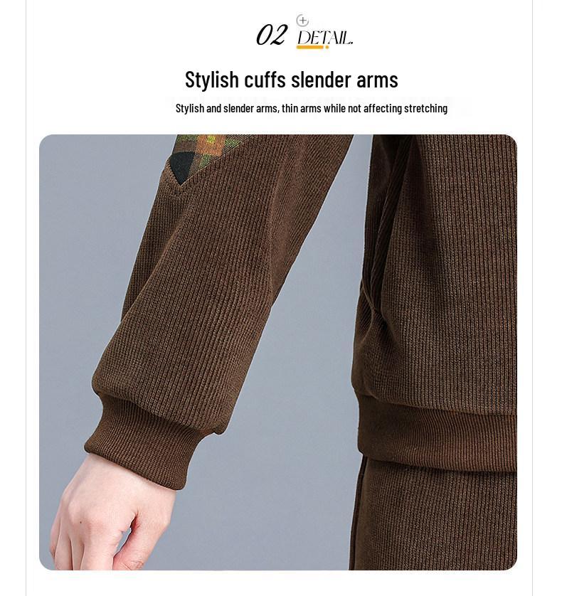 Spring Corduroy Sportswear Set for Middle-aged Women - 2025 Style Two-Piece Jacket Outfit