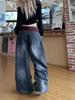 Blugi largi unisex cu imprimeu retro uzat
