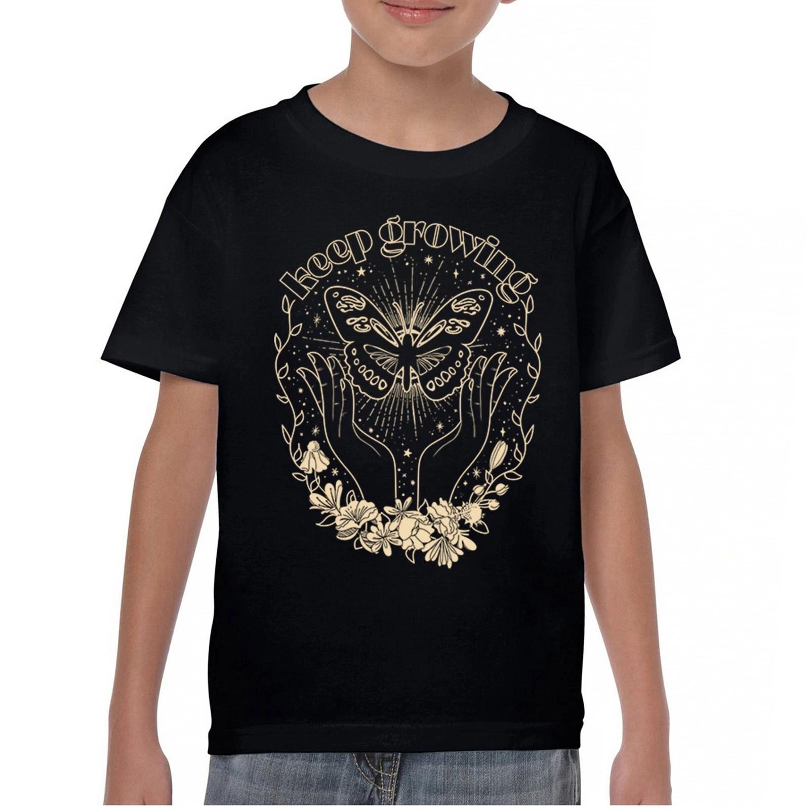 Keep Growing Butterfly Youth kids boys T-Shirt Spiritual Nature Floral Positivity Kids 100