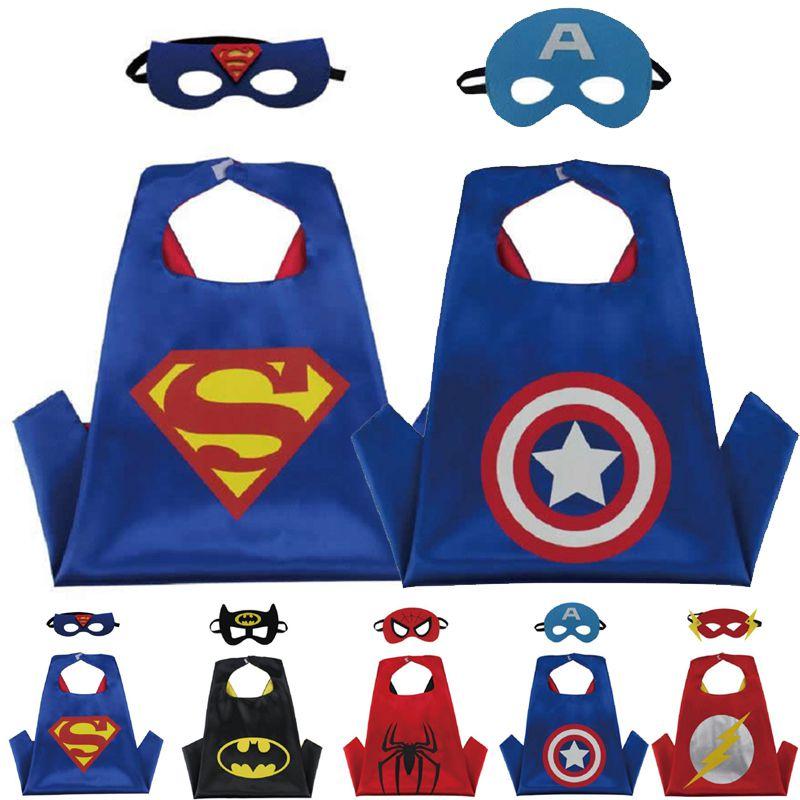 Colorful Marvel Anime Cosplay Superhero Cloak And Mask For Childrens Fancy Dress