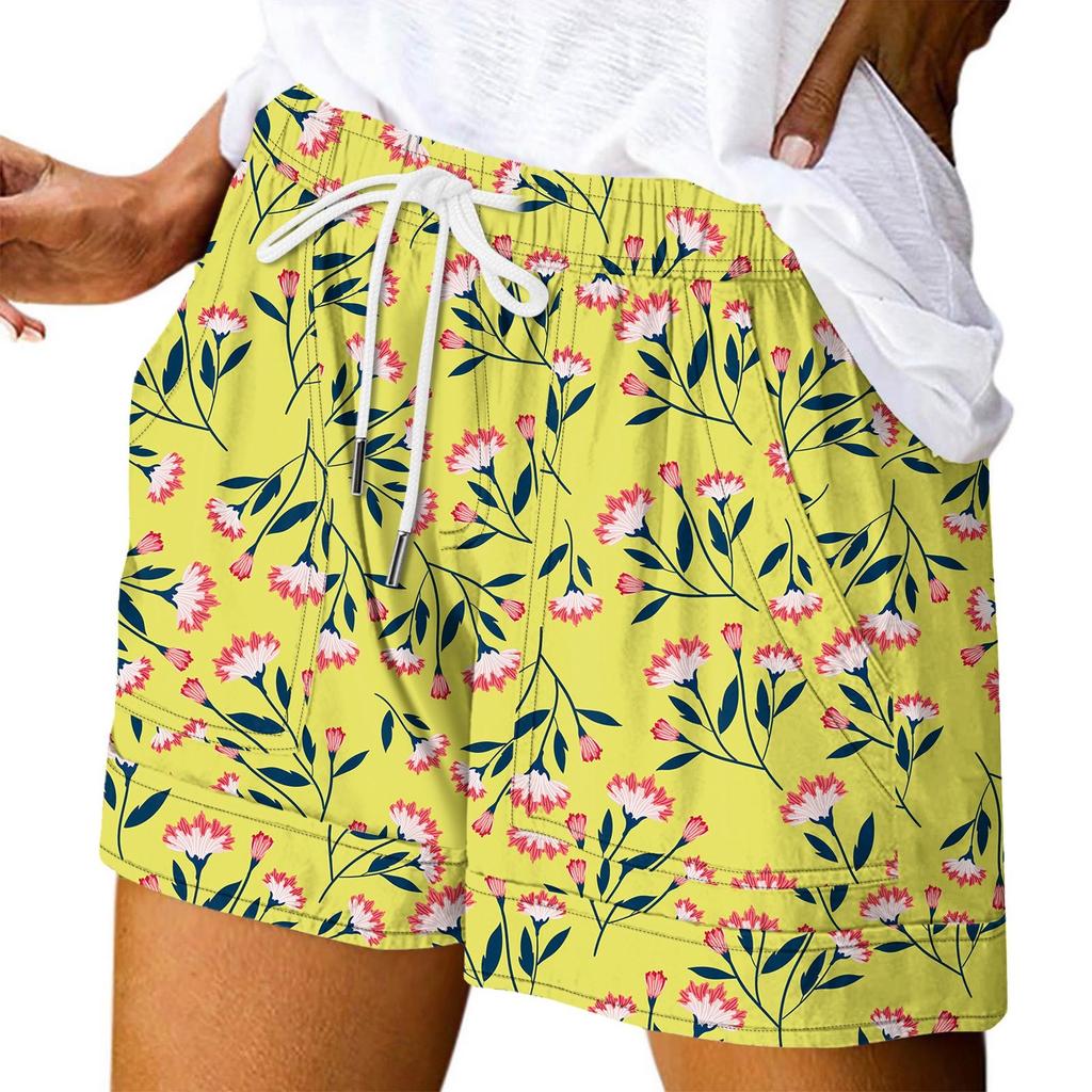 Damen Casual Sommer Elastische Strandshorts Print Casual Shorts