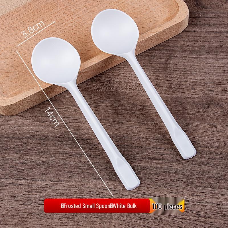 Gold Beetle Disposable Frosted Spoon - Individually Wrapped, Thickened Transparent Plastic for Desserts and Ice Cream.
