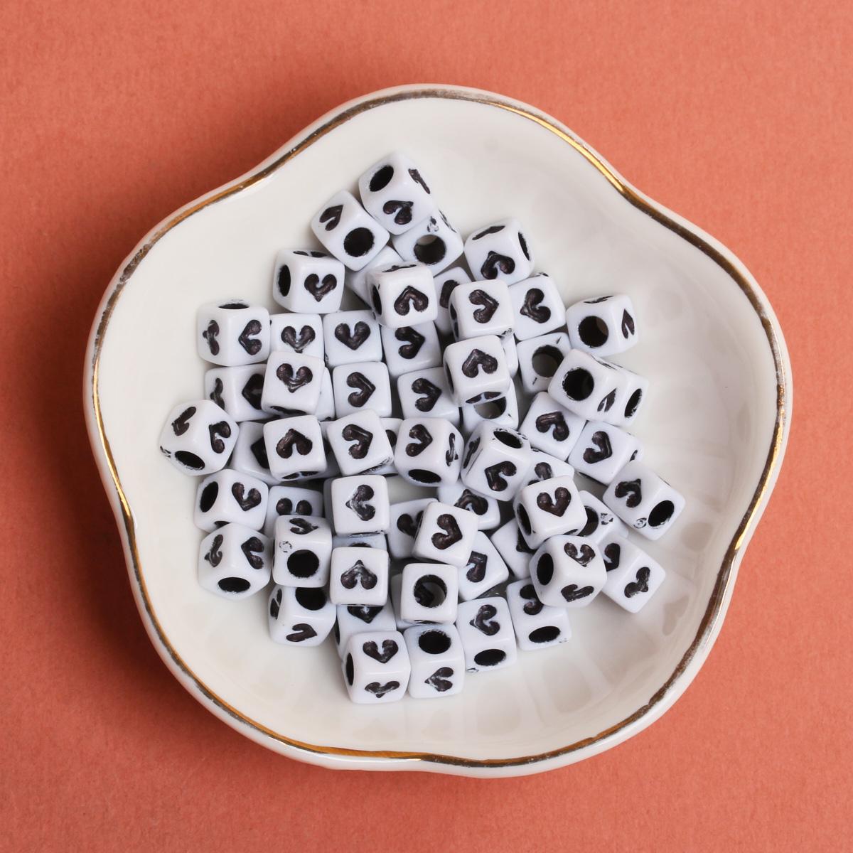 

Для изготовления ювелирных изделий свободные бусины 6 мм, браслет, ожерелье, аксессуары, кубические бусины в форме сердца, акриловые «сделай сам», 40 шт.