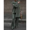 Autumn and Winter Wool Suit Women's Autumn and Winter High-end Sense Solid Color V-neck Sweater Straight Trousers Two-piece Set Women