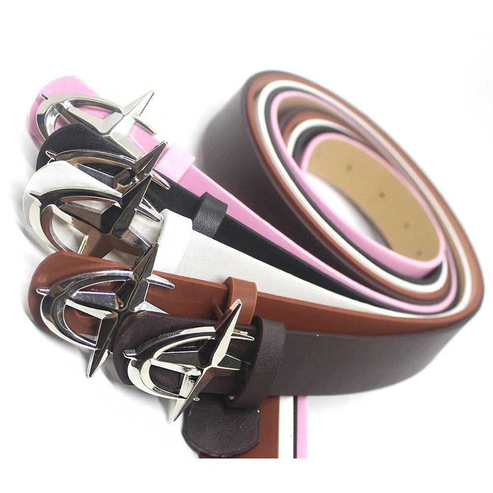 PU Leather Leather Belt Zinc Zinc Alloy Waistband Fashion Cross Star Buckle Belts  Women