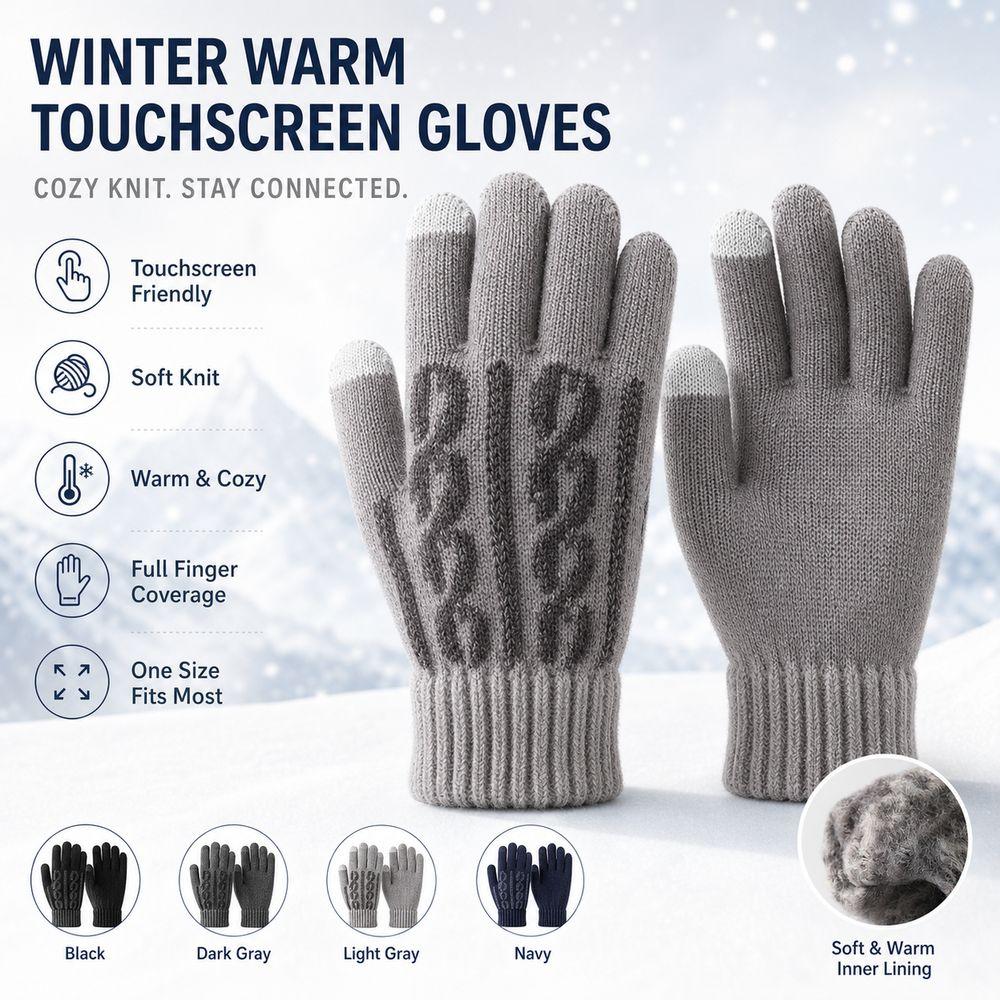 Jacquard Knit Touchscreen Gloves Synthetic Fabric Knit Gloves New Winter Gloves Outdoor Activities