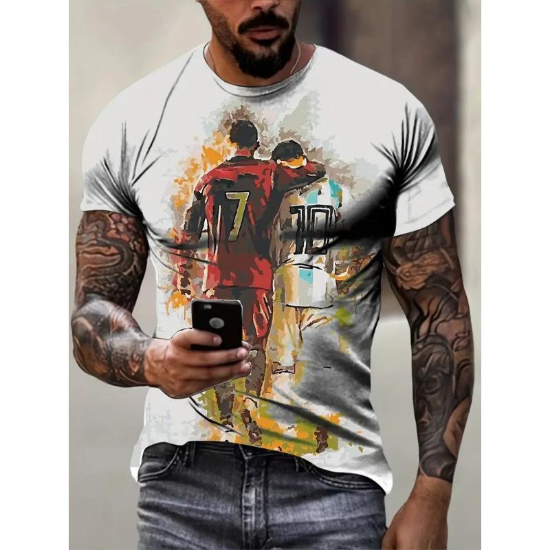 Versatile Men's Animal Print Short Sleeve Fashion Simple Top Casual Loose T-Shirt Crew Neck T-Shirts Men’s