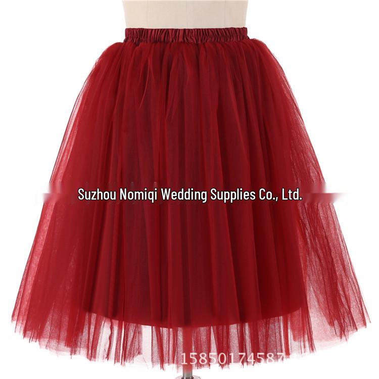 Elegant Five-Layer Tulle Half-Length Puffy Skirt - 65cm Long