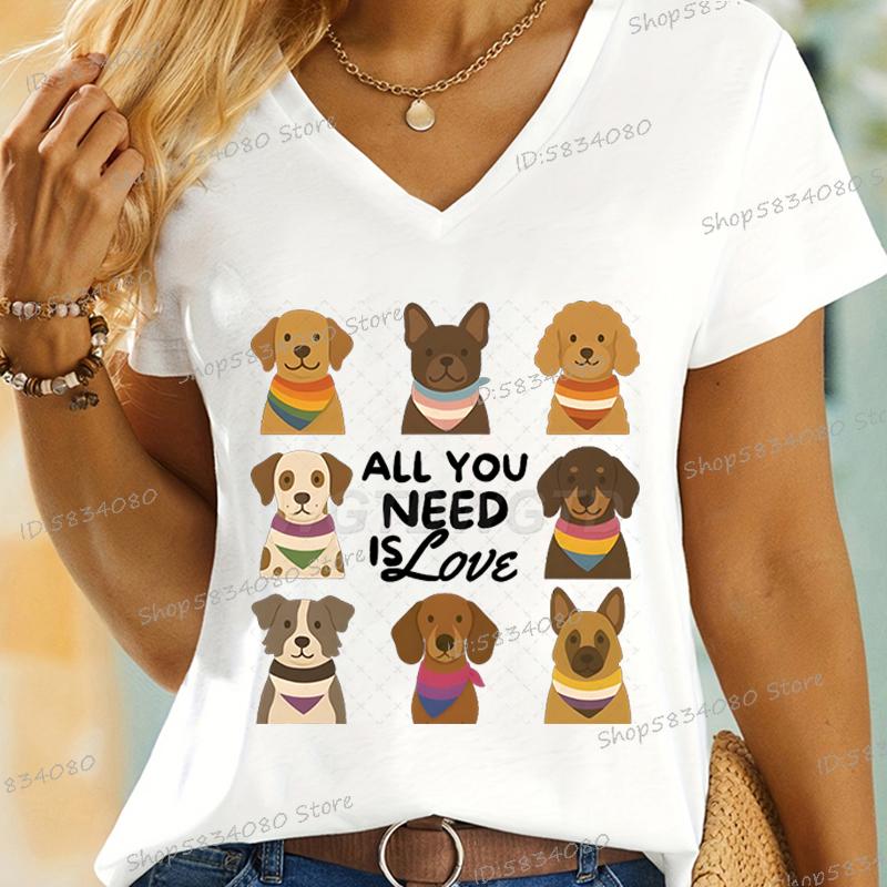 All You Need Is Love TShirt for Women Cute Gift for LGBTQ Dog Mom Casual Tops LQBTQ Pride TShirts Summer Womens Clothing