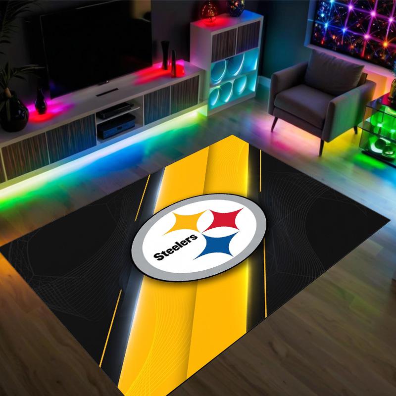 Tappeto in Cristallo di Velluto Design Pittsburgh Steelers Accogliente Non?Tappeto Stampato Antiscivolo per Camera da Letto Soggiorno Ingresso