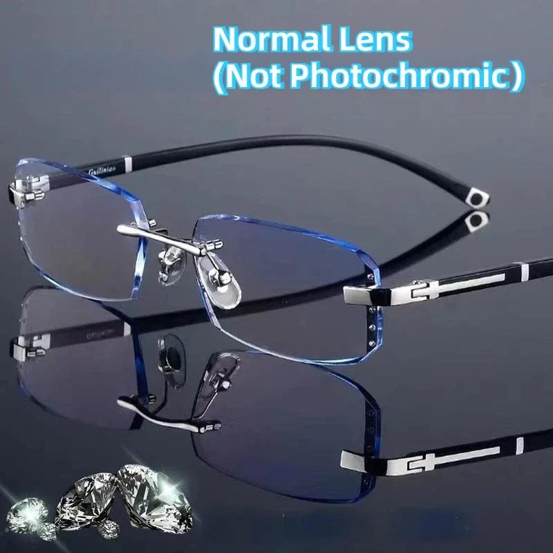 Men Women Photochromic Myopia Glasses Unisex Stylish Diamond Cut Near Sight Eyeglasses Luxury Anti-blue Light Eyewear 0-1.0-4.0