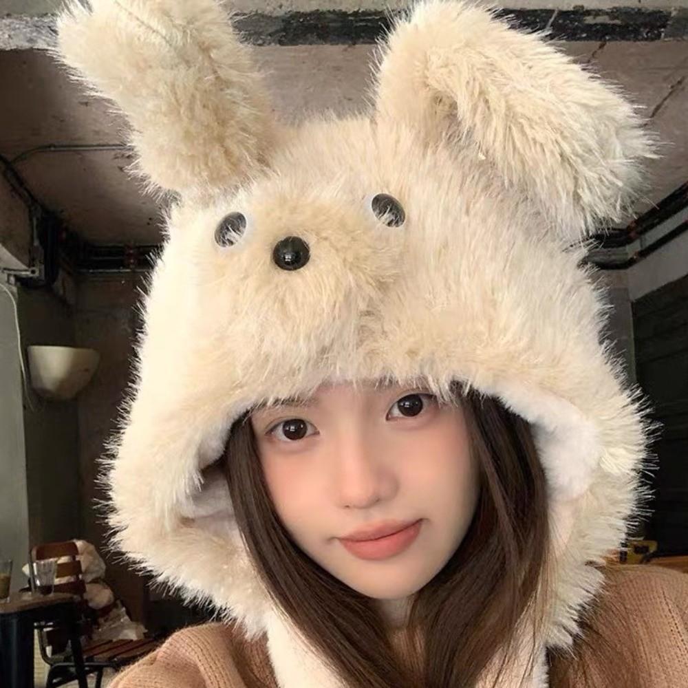 Kawaii Movable Puppy Ears Hat Windproof Woolen Hat Fashion Fluffy Lei Feng Hat  Autumn/winter