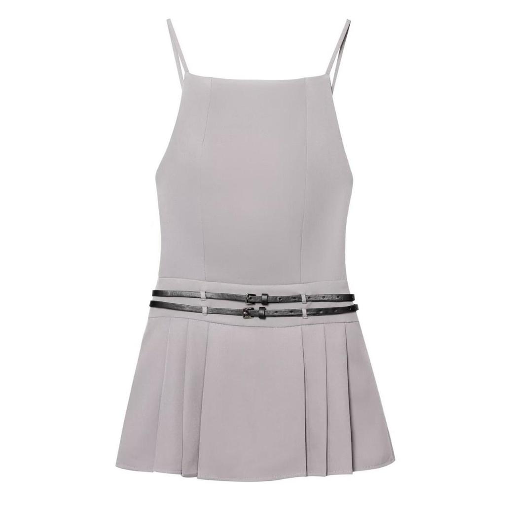 Europäisches & Amerikanisches Damen Spaghettiträger Rückenfreies Gürtel Gefaltetes Kleid - Heißer Verkauf & Sexy Design