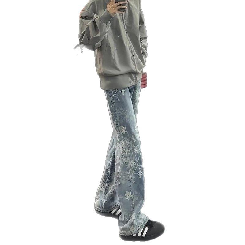 Mens Slim Fit Straight Leg Jeans American Style Vintage Casual Denim Pants Teens