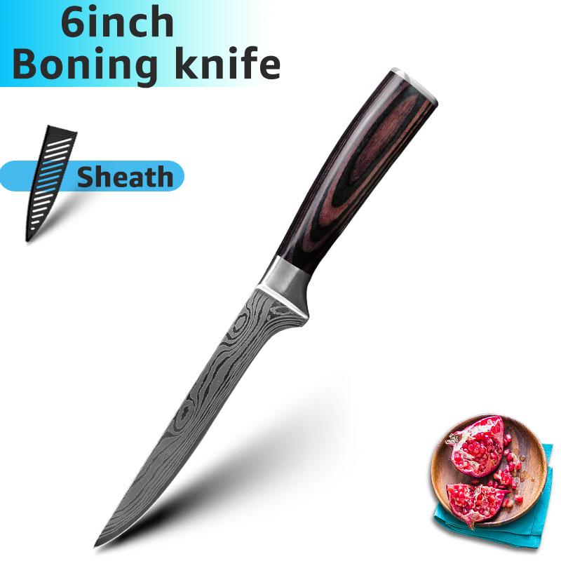 Kitchen Knives 7CR17 High Carbon Stainless Steel Damascus Drawing Gyuto Cleaver Set Slicer Santoku Knife Chef Knife