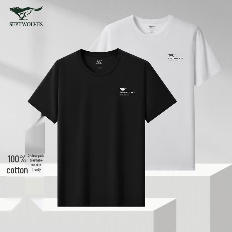 Septwolves Men s 100% Cotton Short Sleeve Printed T-Shirt 2XL