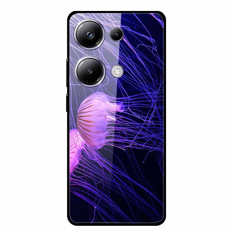 Glass Back Cover For Poco M6 Pro 4G Case M 6 M6Pro Hard Tempered Glass Case For Xiaomi Redmi Note 13 Pro Phone Case Soft Bumper