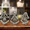 Gothic Skeleton Figures 3PCS Mini No Listen No Look No Say Skeleton Resin Outdoor Yard Sculpture Figurines For Halloween