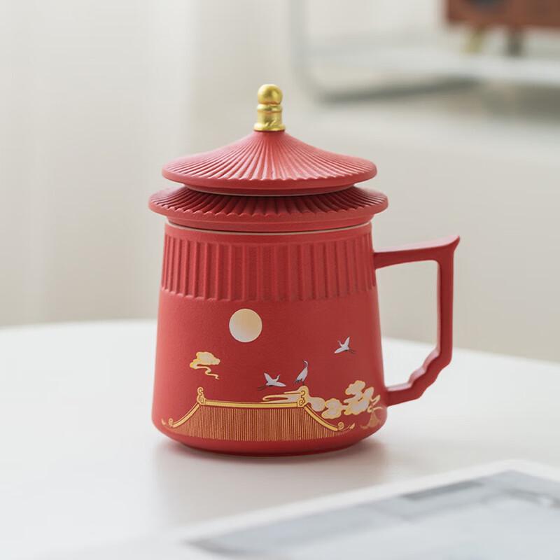 Palace Museum Crane Ceramic Tea Mug Pair