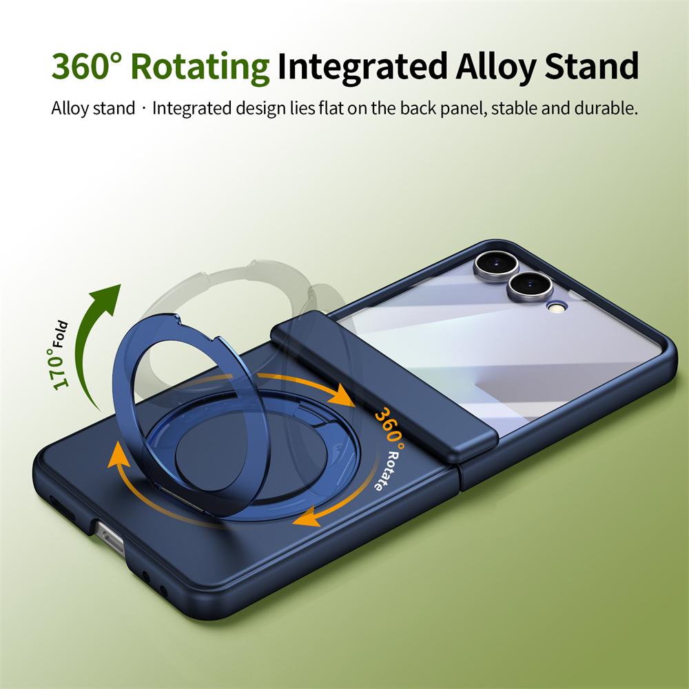 Para Samsung Galaxy Z Flip 7 6 5 Piel Giratoria Lente Magnética Protección Completa Película de Vidrio Templado Funda Magnética Resistente a Caídas