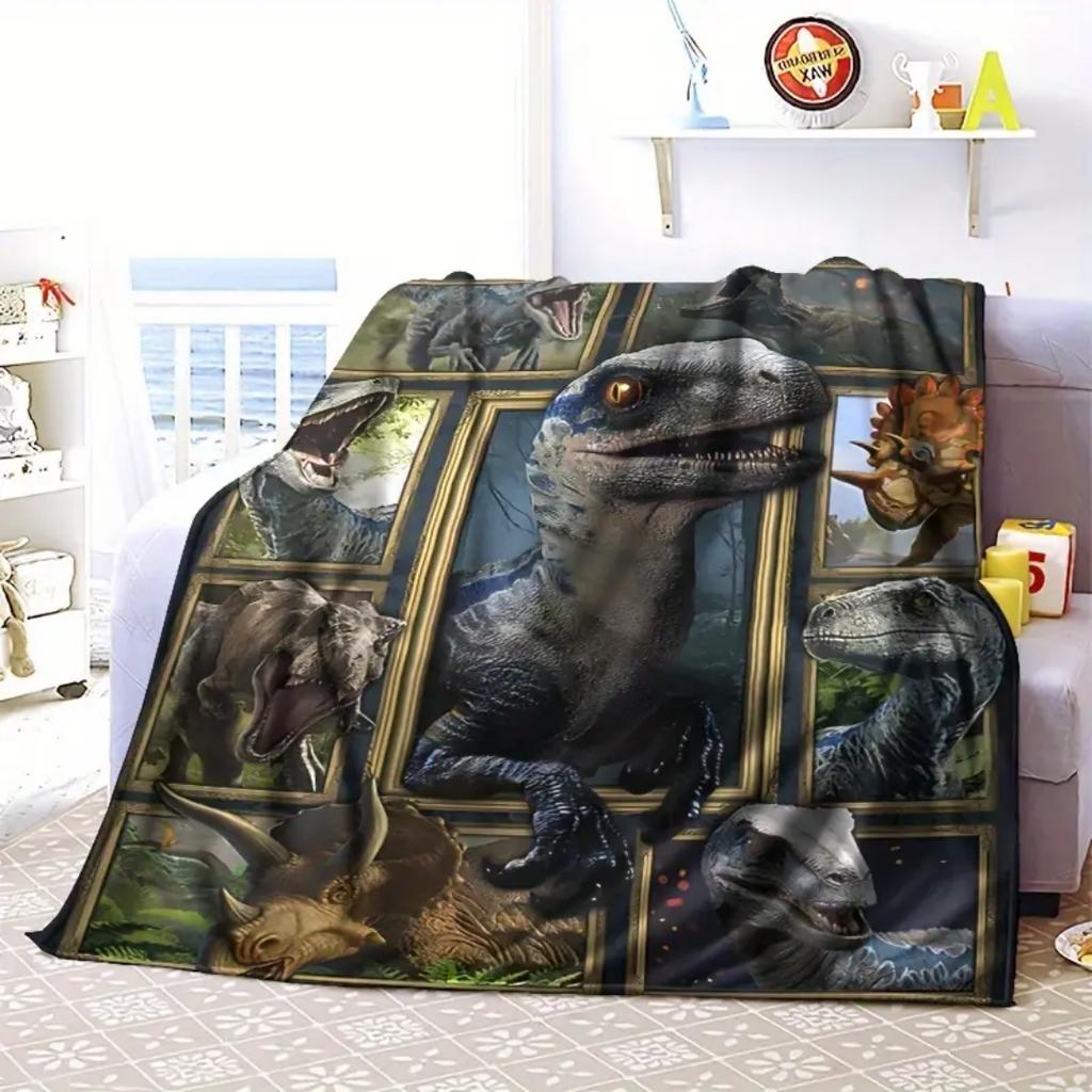 1pc Blankets Jurassic dinosaurs Printed Flannel Blanket Quality Soft Warm Throw Blanket Winter Kids Couch Bed Fluffy Bedspread