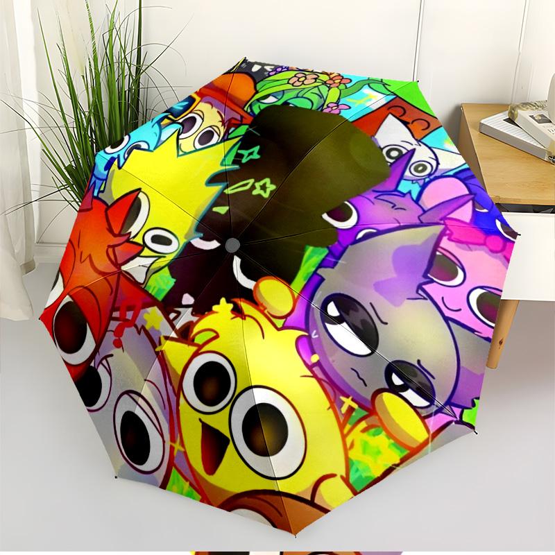 Sprunki Game Print Automatic Open Close Umbrella, Portable Foldable Umbrella, for Outdoor Commute Camping Trip, Ideal Birthday Gift