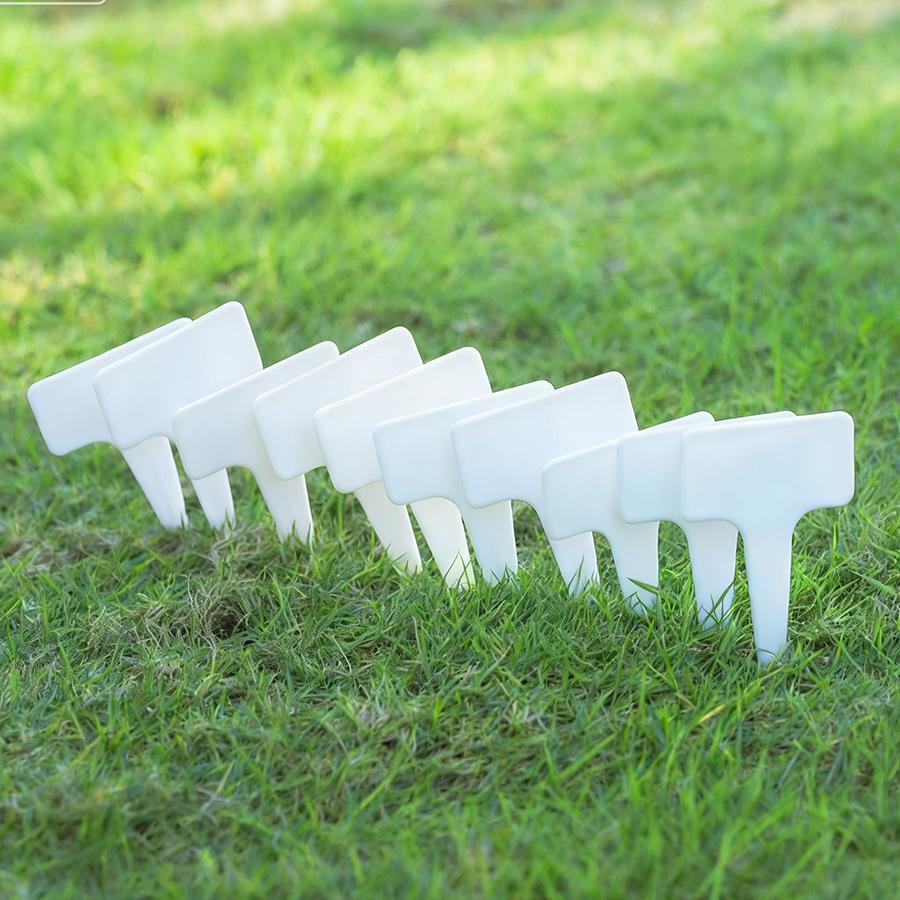 20pcs 10cm White Potted Flower Pot Label T-shaped Plant Label Plant Identification Memo Label Horticultural Planting Accessories