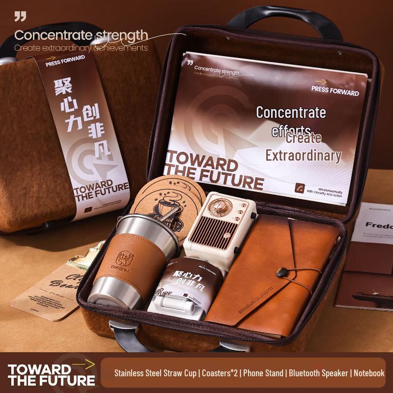 Business Gift Set with Stainless Steel Straw Cup & Tech Accessories