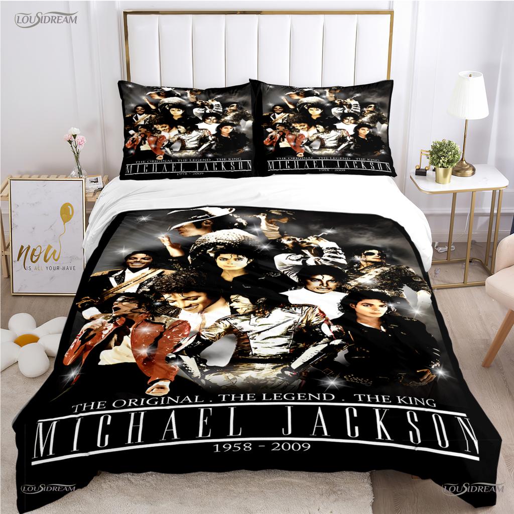 Michael Jackson Casal Ganzjahres-Bettwäscheset mit weichem Bettbezug und Kissenbezügen, erhältlich für Jungen in den Größen Einzel-/Doppel-/Queen-/Kingsize.