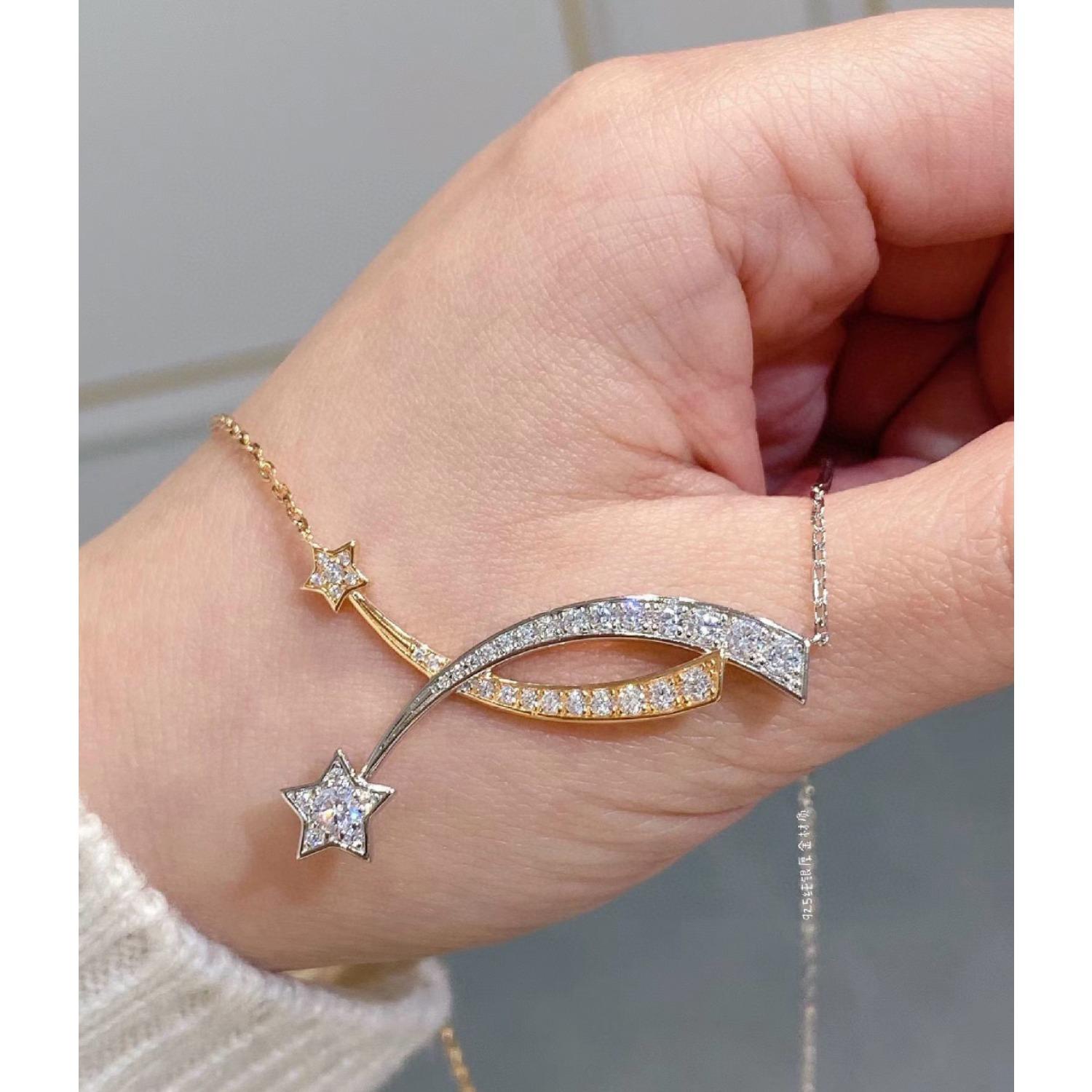 

Кулон-намисто Комета та Метеор з діамантами висококласного ювелірного бренду ретро-палацовий стиль роздільне намисто гальванічне покриття срібний