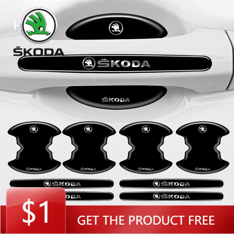 Adesivo per Auto 4/8 Pezzi Maniglia Porta Auto Protettiva Antigraffio per Skoda Octavia Rapid Kodiaq Superb Derivata Karoq Fabia