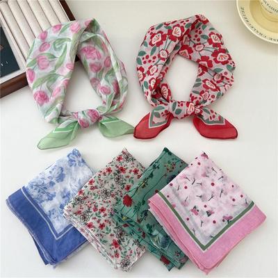 55 Damen Kleiner Baumwolle Leinen Seide Quadratischer Schal - Vielseitiges Koreanisches Mode Frühlings-/Sommer-/Herbst-Halsaccessoire